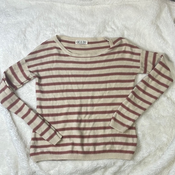 Pink Rose Striped‎ Sweater - Picture 1 of 4